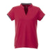 Women's Piedmont Short Sleeve Performance Polo - Women's short sleeve polo shirt in vibrant red with a contrasting grey collar, featuring a logo on the front.