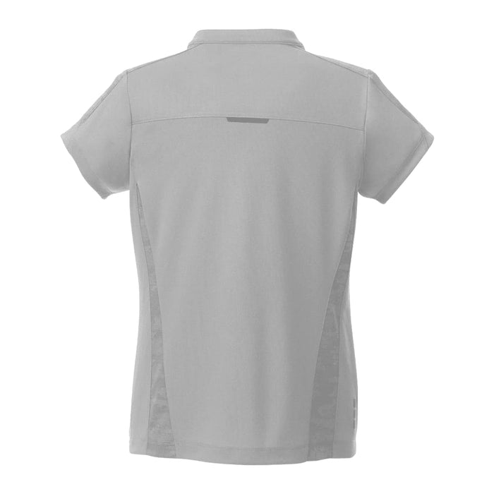 Women's Piedmont Short Sleeve Performance Polo - A grey women's performance polo shirt featuring short sleeves and a hidden logo on the back.