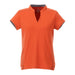 Women's Piedmont Short Sleeve Performance Polo - A women's short sleeve polo shirt in bright orange with a subtle collar design and contrasting details.