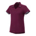 Women's Cerrado Short Sleeve Performance Polo - A maroon women's short sleeve performance polo with grey accents and a v-neck design. It features a logo.