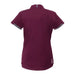 Women's Cerrado Short Sleeve Performance Polo - A maroon women's short sleeve performance polo shirt featuring a collar and grey accents. It has a logo on the back.