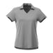 Women's Cerrado Short Sleeve Performance Polo - A short sleeve women's polo shirt in grey, featuring a v-neck and contrasting details, with a logo on it.