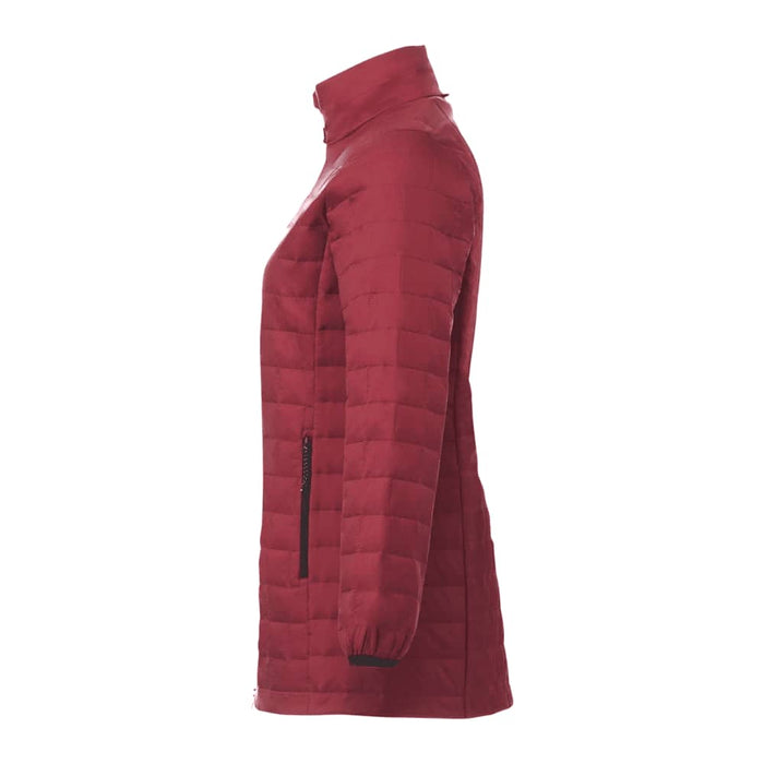 Womens Telluride Lightweight Packable Insulated Puffer Jacket - A lightweight packable insulated puffer jacket in burgundy, featuring a side zip pocket and a high collar.