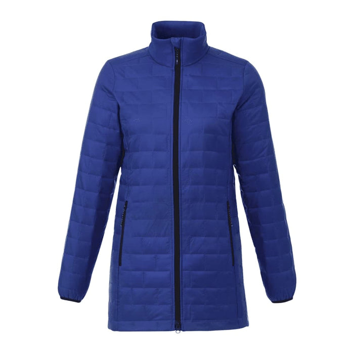 Womens Telluride Lightweight Packable Insulated Puffer Jacket - A lightweight, insulated puffer jacket in blue with a zip front and side pockets. Features a logo on the chest.