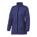 Womens Telluride Lightweight Packable Insulated Puffer Jacket - A lightweight, insulated puffer jacket in navy blue with a high collar and zippered pockets.