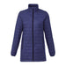 Womens Telluride Lightweight Packable Insulated Puffer Jacket - A navy puffer jacket featuring a zip front, high collar, and side pockets. It has a lightweight, insulated design.