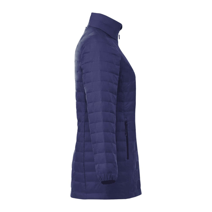 Womens Telluride Lightweight Packable Insulated Puffer Jacket - A lightweight packable insulated puffer jacket in navy, featuring a high collar and zippered side pockets.