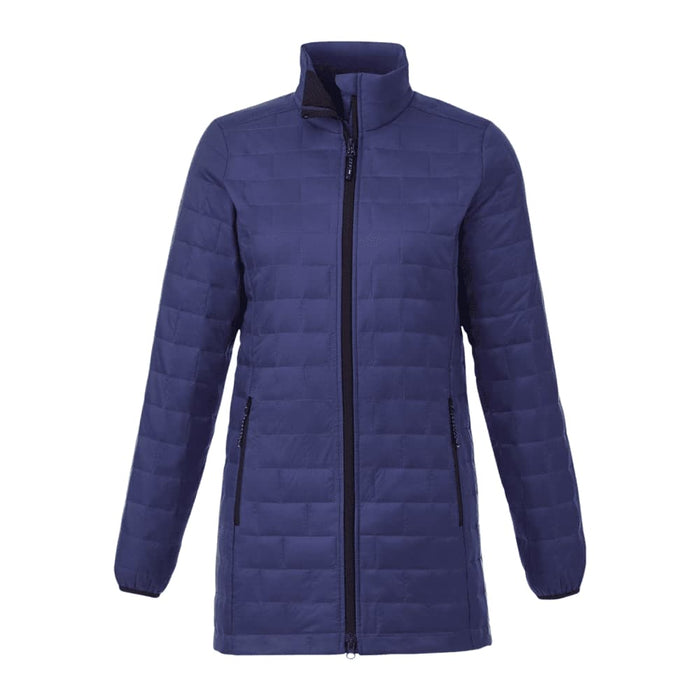 Womens Telluride Lightweight Packable Insulated Puffer Jacket - A women's lightweight packable insulated puffer jacket in navy blue with a zip closure and side pockets.