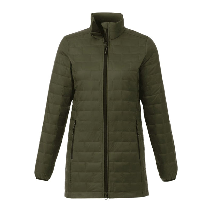 Womens Telluride Lightweight Packable Insulated Puffer Jacket - A lightweight, packable insulated puffer jacket in olive green with a zip front and two side pockets.