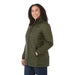 Womens Telluride Lightweight Packable Insulated Puffer Jacket - A lightweight, packable insulated puffer jacket in dark green, featuring a zippered front and side pockets.