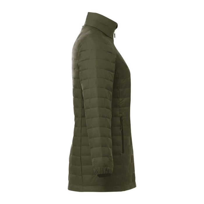 Womens Telluride Lightweight Packable Insulated Puffer Jacket - A lightweight packable insulated puffer jacket in olive green, featuring a high collar and zippered pockets.
