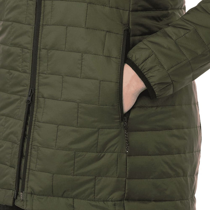 Womens Telluride Lightweight Packable Insulated Puffer Jacket - A lightweight packable insulated puffer jacket in olive green, featuring a zip-up front and side pockets.