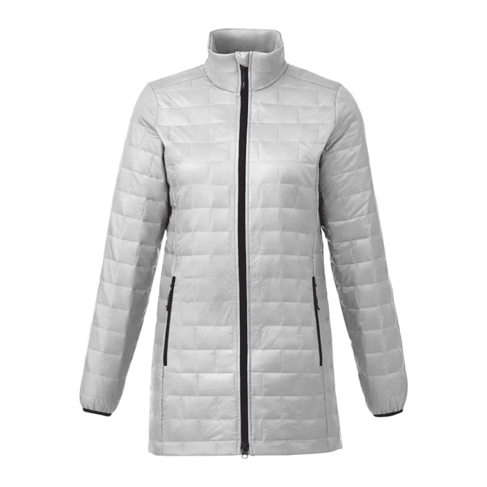 Womens Telluride Lightweight Packable Insulated Puffer Jacket - A lightweight, packable insulated puffer jacket in light grey with a high collar and zip-up front. Features zippered pockets.