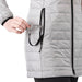 Womens Telluride Lightweight Packable Insulated Puffer Jacket - A lightweight, packable women's puffer jacket in grey, featuring a zippered pocket and a branding logo.