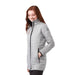 Womens Telluride Lightweight Packable Insulated Puffer Jacket - A lightweight, packable insulated puffer jacket in light grey, featuring a zip closure and side pockets.
