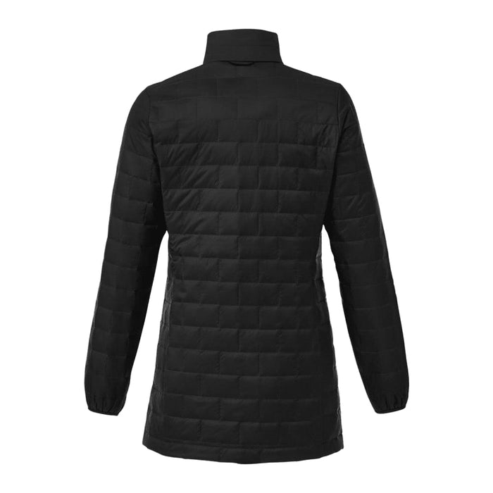Womens Telluride Lightweight Packable Insulated Puffer Jacket - A black women's puffer jacket with a packable design, featuring a collar and long sleeves, shown from the back.