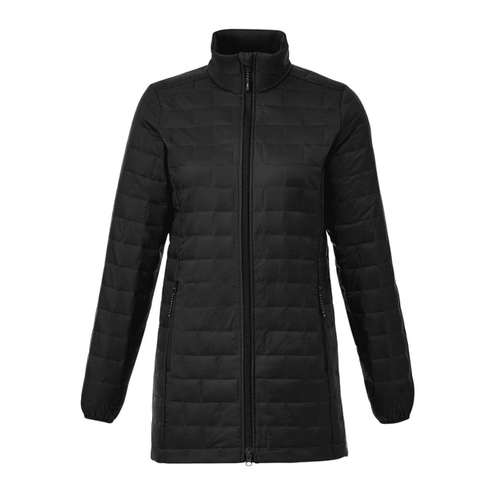Womens Telluride Lightweight Packable Insulated Puffer Jacket - A lightweight, packable insulated puffer jacket in black with a high collar and zip front. Features two side pockets and branding.