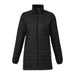 Womens Telluride Lightweight Packable Insulated Puffer Jacket - A black women's lightweight packable insulated puffer jacket featuring a zippered front and side pockets.