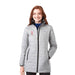 Womens Telluride Lightweight Packable Insulated Puffer Jacket - A woman wearing a lightweight, packable insulated puffer jacket in light grey with a logo on the chest.