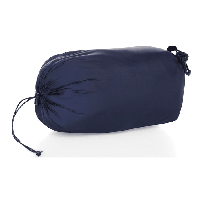Women's Telluride Lightweight Packable Insulated Puffer Vest - A lightweight packable insulated puffer vest in navy, compactly stored in a drawstring pouch.