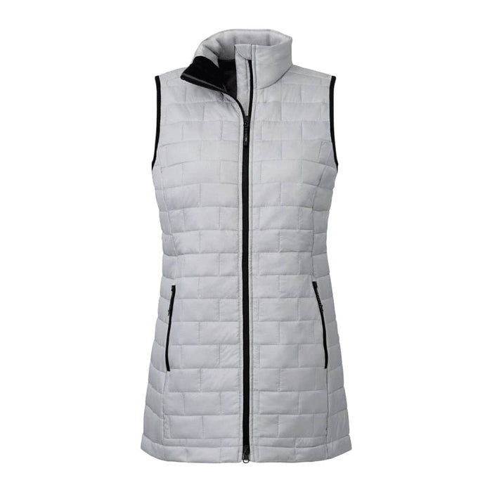 Women's Telluride Lightweight Packable Insulated Puffer Vest - A lightweight packable insulated puffer vest in light grey with black accents and a high collar.