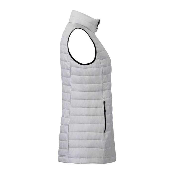 Women's Telluride Lightweight Packable Insulated Puffer Vest - A lightweight packable insulated puffer vest in light grey, featuring a high collar and two zippered side pockets.