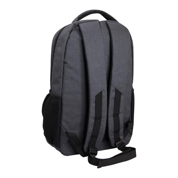 Tirano Laptop Backpack - A grey laptop backpack featuring padded straps and side mesh pockets. It has a sleek and modern design.