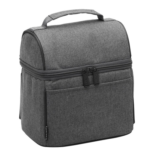 Tirano Lunch Cooler - A grey insulated lunch cooler bag with a zip closure and front pocket, featuring a sturdy handle and branding.