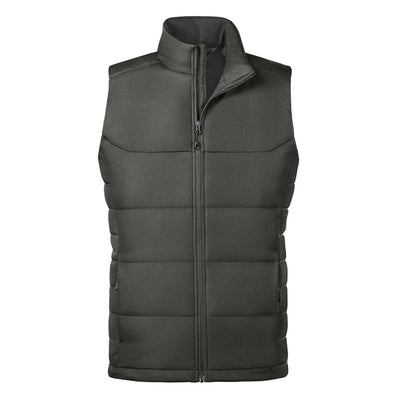 Men's Sierra Thermal Vest - A green thermal vest with a high collar and zip-up front, featuring a logo on the chest.