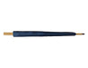 Urban 24" RPET Umbrella - A navy RPET umbrella with a gold handle, featuring a simple design and a branding logo.