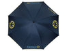 Designa Screen Print Promo Umbrella-Air - A navy umbrella with a yellow logo and branding, featuring a standard eight-panel design.