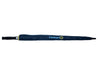 Designa Screen Print Promo Umbrella-Air - A navy umbrella with a black handle and a branding logo on the canopy.