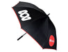 Designa Screen Print Promo Umbrella-Air - A black umbrella with a red trim and a logo on one side, designed for leisure and outdoor use.
