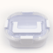 Pac-Man Lunch Box with Handle - A white and clear lunch box with a secure lid and clip fasteners, designed for food storage.