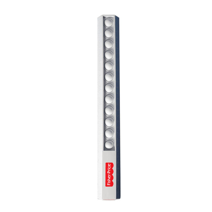 30cm Popper Ruler - A 30cm popper ruler in white with a red logo, featuring multiple pushing buttons along its length.