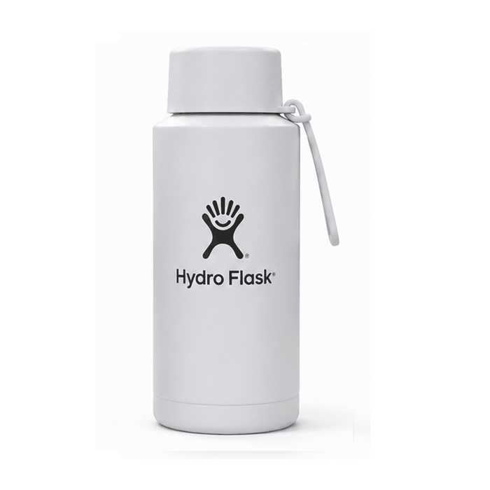 The Sofia 1L Bottle - A drink bottle in white with a logo, featuring a screw-top lid and a carrying strap.