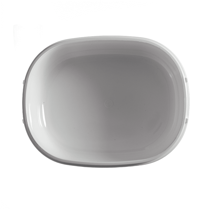 The Lunch Box 800ml - A white lunch box with a smooth interior and rounded edges. It has a logo on the side.