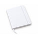 FSC Notebook - A white FSC notebook with a ribbon bookmark and an elastic band. Features branding on the cover.