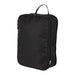 Wander & Roam Compression Packing Cube Set - A black compression packing cube with a zippered closure and a handle on top, featuring a logo.