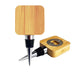 Bamboo Wine Stopper Opener - A bamboo wine stopper opener with a square top and metallic accents, featuring a bottle opener and a rubber stopper.