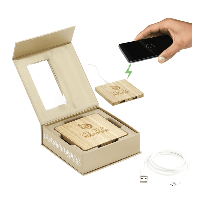 FSC Bamboo Wireless Charging Pad with Dual Outputs
