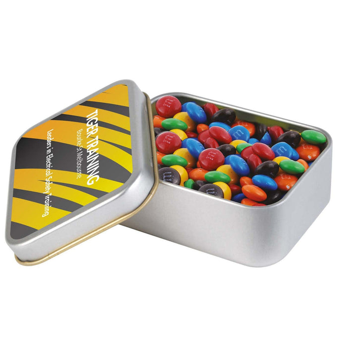 M&M's in Silver Rectangular Tin