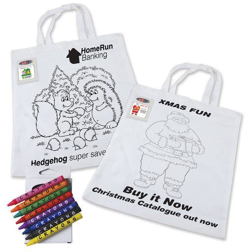 Colouring Short Handle Cotton Bag & Crayon