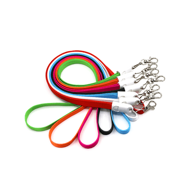 Branded 3-in-1 Polyester Charging Cable Lanyard